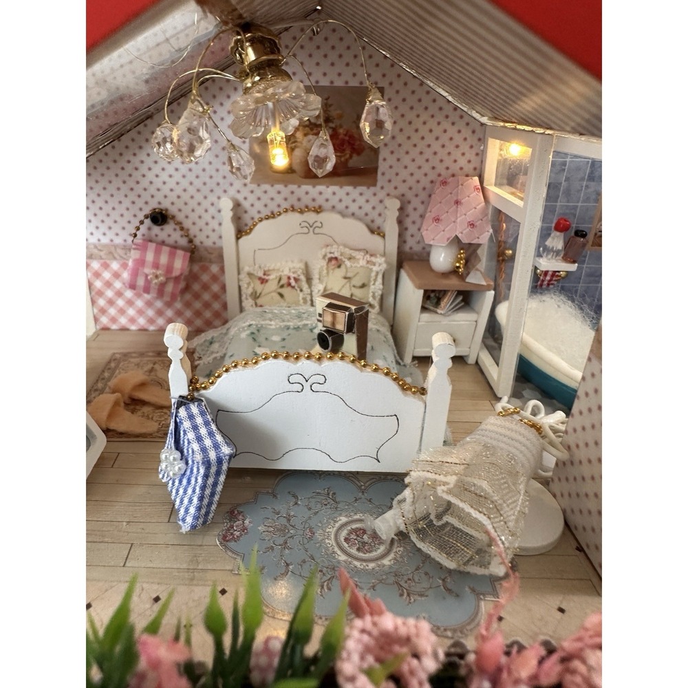 Built DIY Miniature Dollhouse Countryside Estate 3-Story Villa Model Light Up - Picture 12 of 16